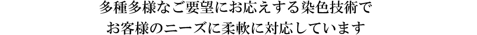 多種多様なご要望にお応えする染色技術でお客様のニーズに柔軟に対応しています。